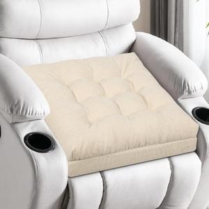 Recliner Cushions for Elderly, 20x20x4 Inch Thick Chair Cushion for Shorter Users Patent Design Soft Tufted Dual Layer Booster Seat Cushions for Seniors Recliner Risers Beige 1P
