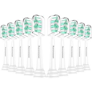 Aoremon Toothbrush Heads for Philips Sonicare Replacement Heads Compatible with Sonicare 2 Series 3 Series and Most Phillips Click-on Electric Toothbrush, 10 Pack