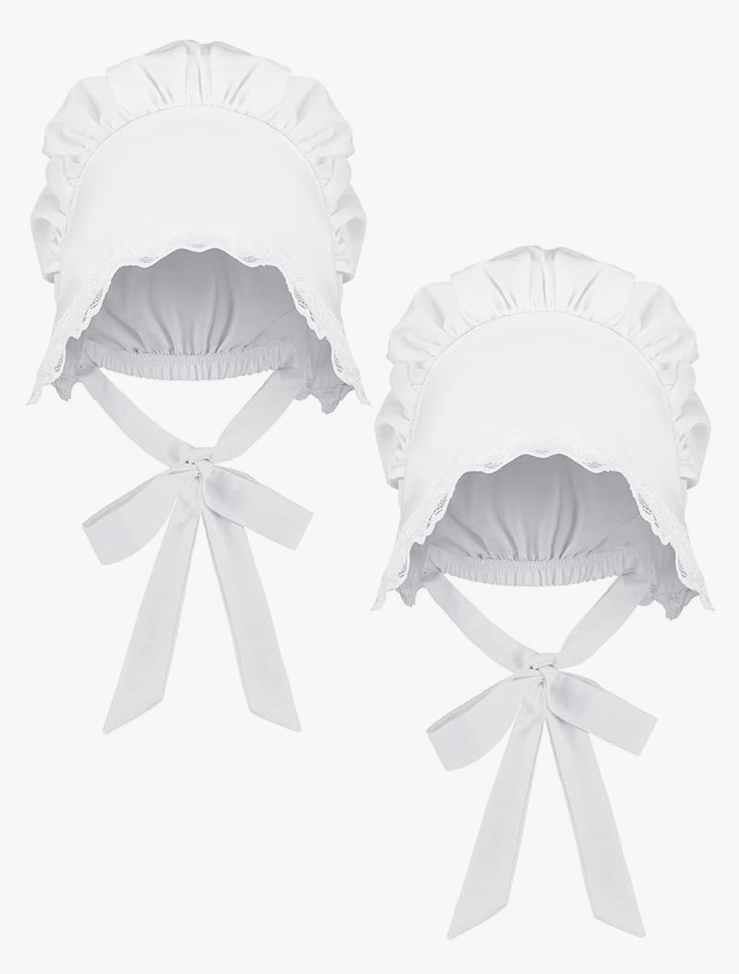 JenPen White Bonnet Women Colonial Hat Mob Bonnets Straw Handmaids Cosplay Easter Costume Lace with Adjustable Straps