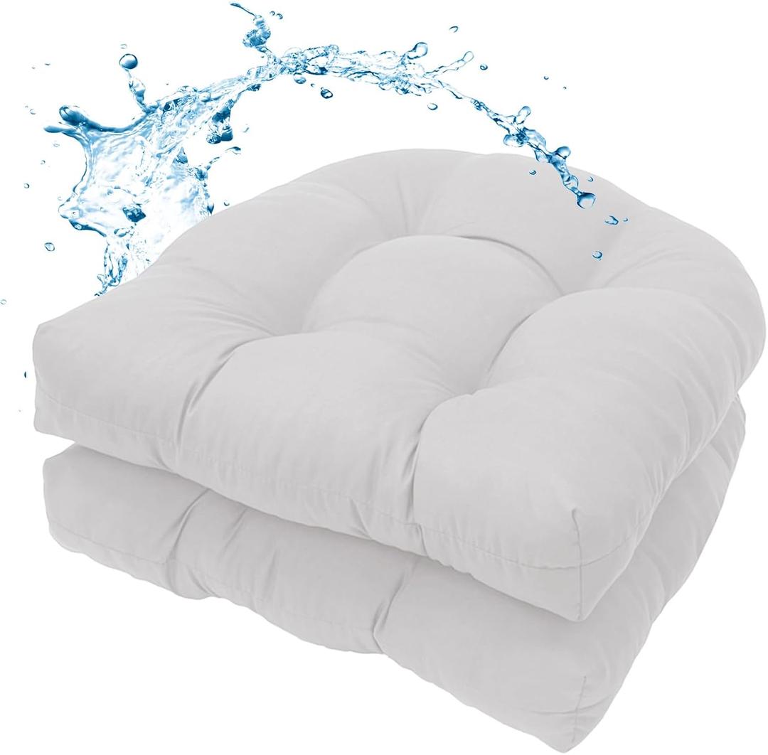 Water-Repellent Outdoor Chair Cushions Set of 2, 19”X19” Patio Chair Cushions with High Elasticity PP Cotton, Thick Tufted Outdoor Patio Furniture Cushions, Seat Cushions for Outdoor Furniture