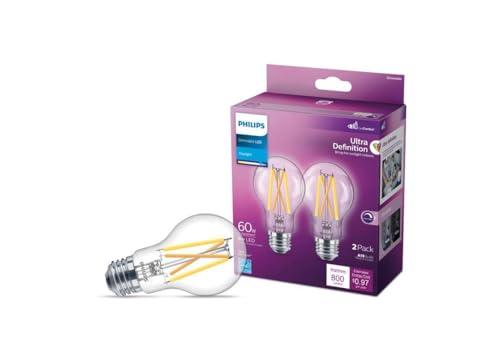 Philips Ultra Definition A19 E26 (Medium) LED Bulb Daylight 60 Watt Equivalence 2 pk