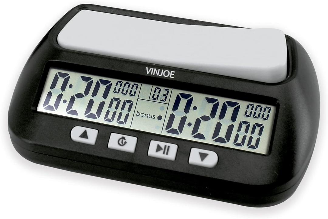 VINJOE Chess Clock Digital Chess Timer Professional for Board Games,Portable Digital Chess Clock & Game Timer with Basic,Bonus,Delay and Positive Time Features Best Gifts for Christmas(Without Battery