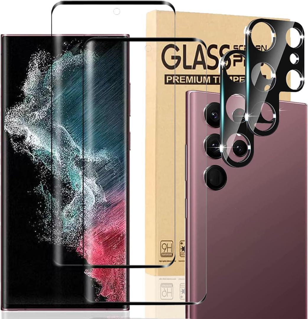 XDesign [2+2 Pack] Galaxy S23 Ultra Screen Protector, 9H Tempered Glass Scratch Resistant, Ultrasonic Fingerprint Support, For Samsung Galaxy S23 Ultra 5G 6.8 Inch Glass Screen Protector