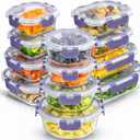 JoyJolt 24pc Borosilicate Glass Storage Containers with Lids | 12 Airtight/Freezer Safe Food Storage Containers for Pantry and Kitchen | Meal Prep Container for Lunch | Glass Tupperware Set
