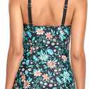 Lu's Chic Women's Maternity Swim Dress 2 Piece Long Tankini Top & Shorts Flowy Swimsuit Bathing Suit with Skirt (6-8, Green)