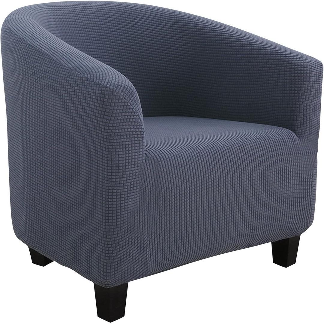 SearchI Club Chair Slipcover Stretch Barrel Chair Covers Jacquard Tub Chair Slipcovers Soft Spandex Armchair Sofa Cover Removable Couch Furniture Protector Arm Chair Cover for Living Room(Grey Blue)