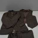 Tweed Herringbone Boys Suit 3 Piece Slim Fit Retro Kid Suits Tuxedos Set Prom Outfit Jacket Blazer Vest Pants for Boy (Dark Brown) 3T