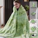 Guohaoi Heated Blanket Electric Throw, Soft Faux Rabbit Fur Electric Blanket with 10 Heating Levels 5 Sitting Timer Auto Off, Cozy Warm Heating Blankets, Machine Washable(50"x60" Light Green)