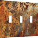 Rust Old Rusty Copper Rustic 3 Gang Light Switch Cover Decorative Triple Toggle Wall Plate Electrical Faceplate Switch Plug Face Plate