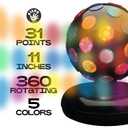 Kicko Spinning Disco Ball - 11-Inch Disco Ball Decor with Party Lights 360 Degree Rotating Neon LED Light for Kids and Adults - Colorful Flashing for 80s Party and Events