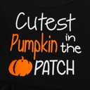 Noubeau Toddler Baby Girls Halloween Outfits Letter Print Flare Sleeve Dress Shirt Cute Pumpkin Bell-Bottoms Pants Scarf (12-18 Months, Black)