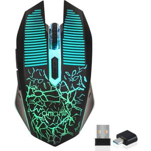 CHONCHOW Wireless Gaming Mouse Rechargeable LED Backlit 2.4G USB Receiver 3600 DPI Cordless Portable High Performance Compatible with PC Laptop MacBook iMac PS4 PS5 Switch Xbox one x(Black) (WG43)