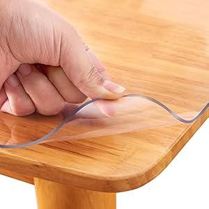 1.5mm Thicken Clear Table Protector Cover Mat PVC Desk Protector Waterproof Plastic Table Cloth 30x50 inch for Living Room Dining Room Table Pet Fedding Mat Chair Floor Protector Easy Clean Durable
