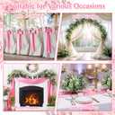 Zeyune 12 Pcs Pink Satin Table Runners With120 Pcs Artificial Eucalyptus Leaves Stems for DIY Wedding Baby Shower Table Decor 12'' x 108'' Tables Runners for Boho Party Home Engagement Party Decor