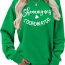 Merry Christmas Sweatshirts Women Jolly Crewneck Pullover Top Chenille Patch Stripe Letter Printed Xmas Gifts (Green, M)