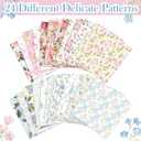 Tenceur 48 Pack 24 Style Assorted Floral Decoupage Napkins Decorative Toile Tissue Paper Pretty Flower Cocktail Napkin for Crafting DIY Spring Mothers Day Wedding Party, Each Unfolded 13 Inch