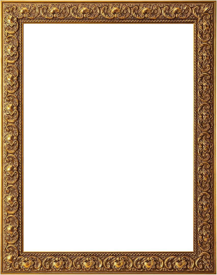 ArtXO A3 Picture Frame Wooden, Display Pictures A4 with Mat or A3 Without Mat, Wall Hanging Photo Frame, Vintage Poster Frame Gold