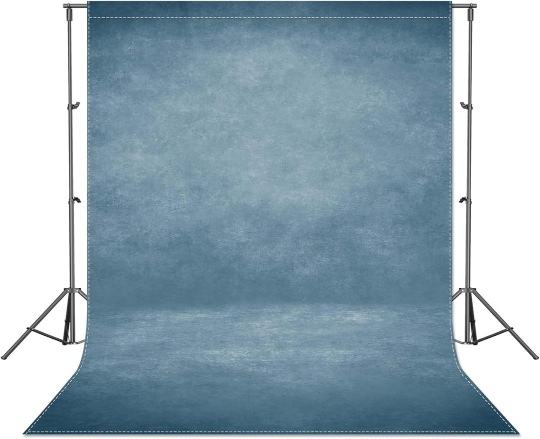 ZTHMOE 5x7ft Fabric Blue Abstract Texture Photography Backdrop (No Stand No Clips) Portrait Photoshoot Background Adult Newborn Child Headshot Photo Studio Props Booth Rod Pocket On Top