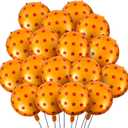 Soulchen 24 Pcs Anime Theme Foil Balloons Orange and Stars Print Aluminum Film Balloons for Anime Cartoon Themed Birthday Party Decorations Supplies
