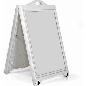 White Double-Sided Sidewalk A-Frame Sign w/Protective Lens 24"x36"
