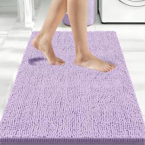 Bcoimo 36x24 Chenille Bath Mat Non-Slip with Backing Bath Rug Ultra-Absorbent and Machine Washable Bathroom Mat Quick-Dry Design. Ideal for Bathroom Shower and Tub Areas