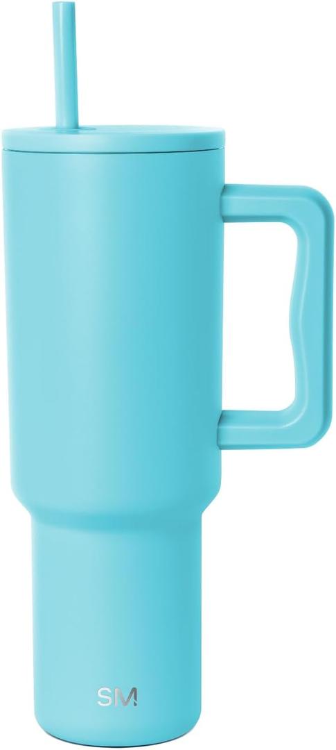 Simple Modern 40 oz Trek Tumbler with Handle and Straw Lid | Cup Holder Friendly Insulated Stainless Steel Travel Mug | Nantucket Tides (40 Ounces)