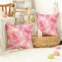 RABUSOFA Easter Pillow Covers 18x18 inch Set of 2 Easter Decorations for Home Pink Rabbit Throw Pillows for Bedroom Sofa Holiday Festivals Home Decor