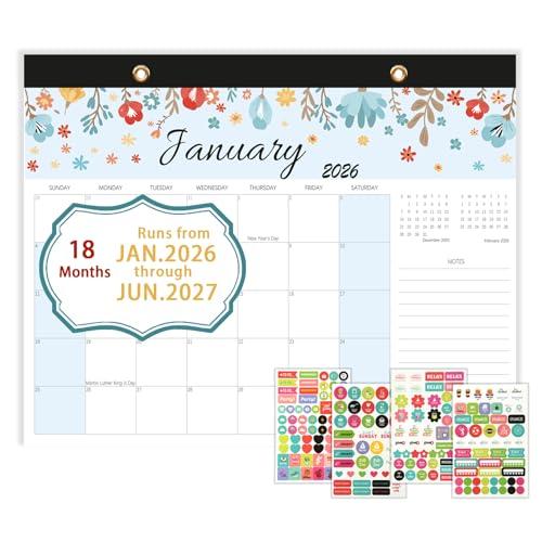 Calendar 2026-2027, Monthly Desk Calendar from Jan 2026 to Jun 2027, 15" x 12", Large Desktop Calendar Monthly, Perfect for Home or Office, Floral (Desk(15" x12 "）) Pack of 2