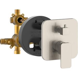 PULSE ShowerSpas 3007-RIVD-BN Two Way Tru-Temp Pressure Balance 1/2" Rough-In Valve with Square Brushed Nickel Trim Kit