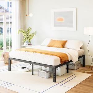 FSCHOS King-Bed-Frame, 16 Inch Metal Platform, Heavy Duty, Easy Assembly, Noise Free, Black