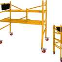 LEADALLWAY Scaffolding Platform 4 Foot High Mobile Baker Scaffolding 770 LBS Capacity with Locking Wheels, Yellow