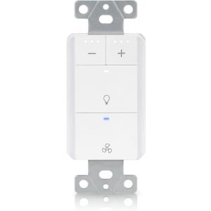 Dimmer Switch for Exhaust Fan with Light, Single Pole Fan Light Switch, Neutral Wire Needed, White