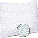 Bed Pillows for Sleeping 2 Pack Shredded Memory Foam Pillows Adjustable Cool Bamboo Pillow for Side Back Stomach Sleepers - Luxury Gel Pillows Queen Size Set of 2 with Washable Removable Cover