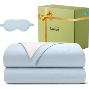 Tencel Cotton Comforters Queen Size, Breathable Lightweight Comforter, All Season Bedding to Keep Cool for Night Sweats, Includes 1 Queen Size Comforter Set (90"x90") + 2 Pillowcases (Hydrangea Blue)