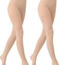YAGAXI Fleece Lined Opaque Tights for Women - 2 Pairs 200D Warm Winter Pantyhose with Control Top (Small, Nude)