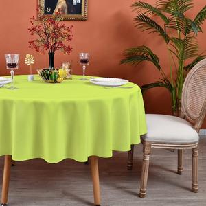MEANMOY Lime Green 210 GSM Water & Stain Resistant Round Tablecloth for Circle Table - Solid 60 Inch Table Cloth Cover in Wrinkle Free Durable Washable Polyester Fabric for Wedding, Party, Banquet