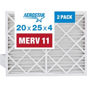 Aerostar 20x25x4 MERV 11-2 Count - Pleated Furnace & Air Conditioner Filters - Removes Dust, Cold & Flu Germs, Lint, Mold, Pet Dander, Allergy-Causing Pollen, Smog & Smoke