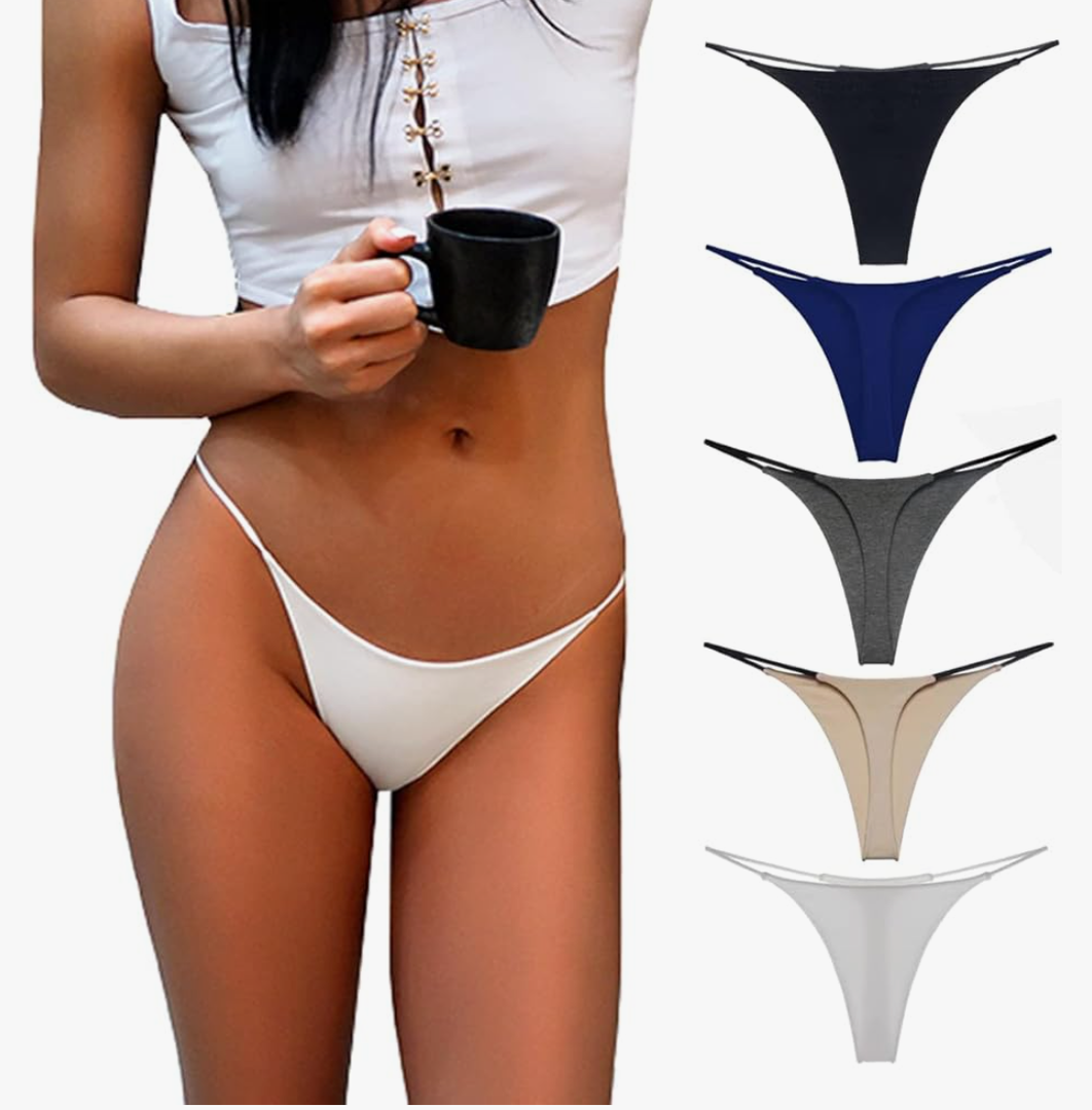 Aogda Thong for Women Cotton Underwear Low Rise Panties Woman G-String Thongs,S