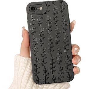 Lovmooful Compatible for iPhone 7/8/SE2/SE3 Case Cute Long Vine Black Design for Girls Women Soft TPU Shockproof Protective Girly for iPhone 7/8/SE2/SE3-Vine