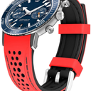 Kai Tian 20mm Silicone Watch Band Replacement, Curved End Watch Band Sporty Rubber Watch Bands for Men Women, Red and Black Stith