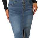 Allegra K Women's Jean Skirts Split Casual High Waist Bodycon Denim Pencil Skirt (White) Small