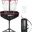 PDGA Approved - HIAARO Portable Disc Golf Basket with 16 Heavy Duty Chains, Foldable Disc Golf Target with Carry Bag for Practice