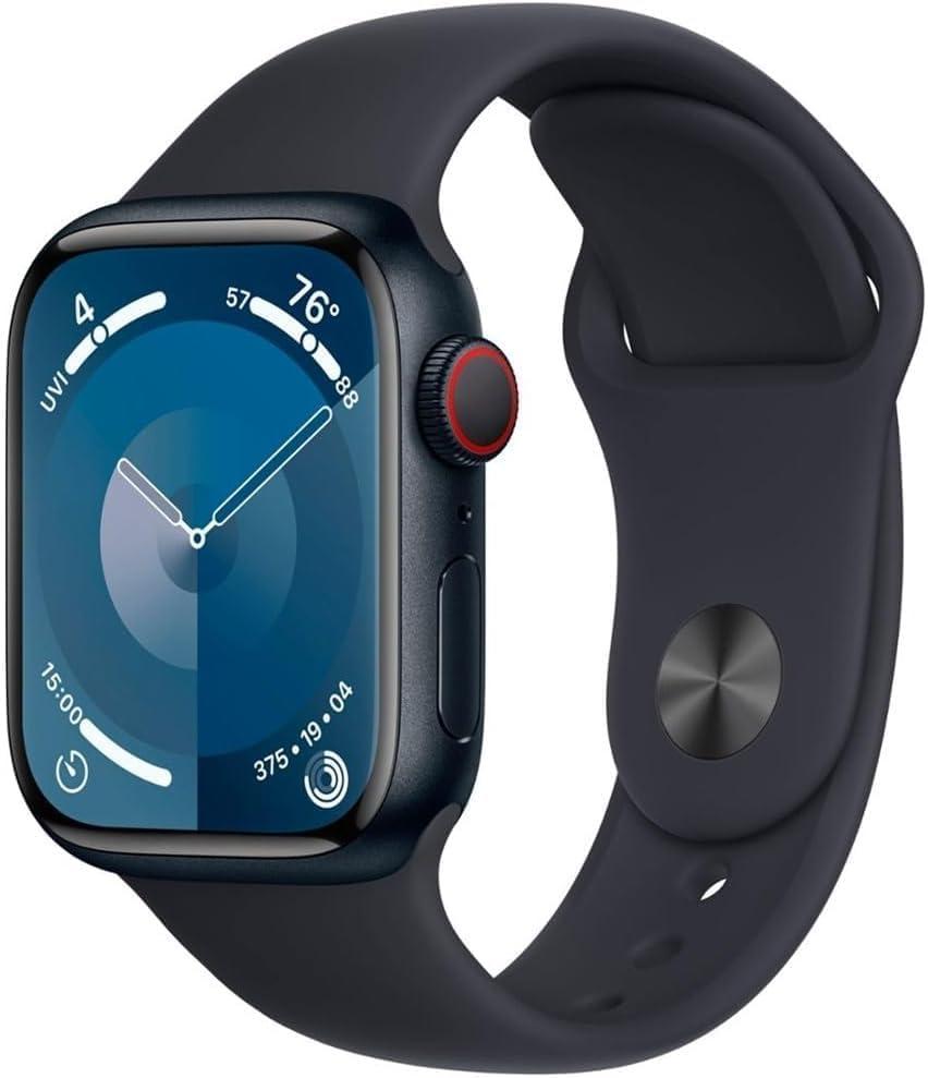 Apple Watch Series 9 [GPS + Cellular 41mm] Midnight Aluminum Case with Midnight Sport Band S/M