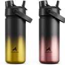 POWCAN 2 Pack 18 oz Kids Insulated Water Bottle for School: Leakproof, 2-in-1 Straw Spout Lid, BPA-Free, Keep Cold 24 Hrs, Stainless Steel Cup for Sports, Travel, Gift for Girls Boys Daughters Sons