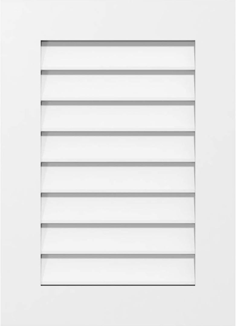 Ekena Millwork GVPVE24X1401SN Vertical Surface Mount PVC Gable Vent, 24 W Inch x 14 H Inch, Factory Primed White