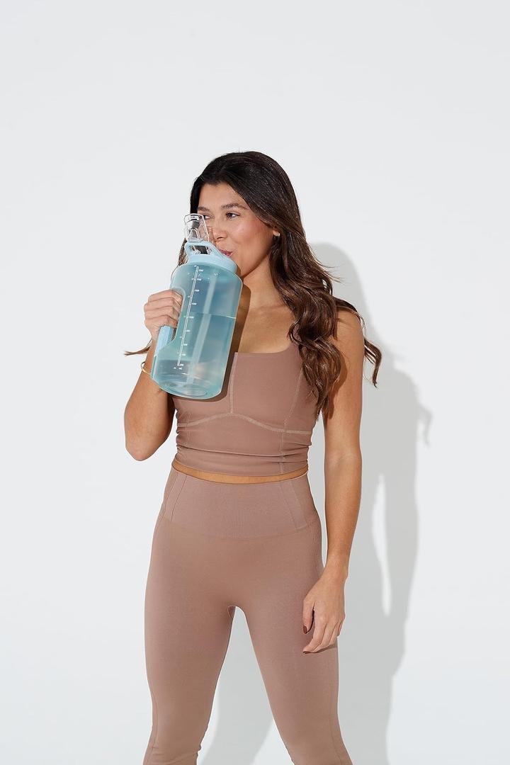 Zulu Goals Half Gallon Jug with Time Marker & Handle for All Day Hydration & Silicone Straw with Locking, Leak-Proof Lid, BPA Free, 64oz