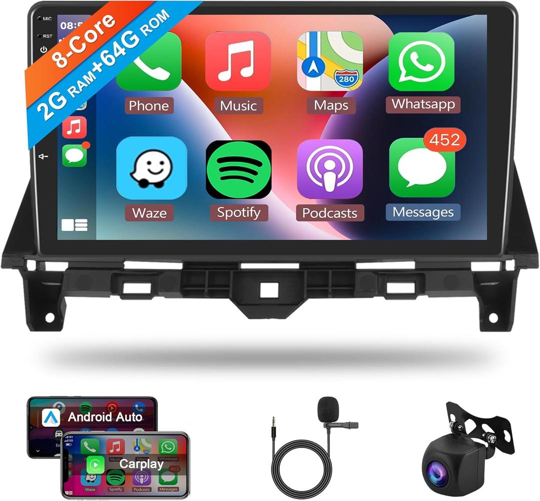 8 Core 2+64G Android Car Radio for Honda Accord 8th 2008-2013 Wireless Carplay Android Auto Car Stereo, 10.1 IPS Touch Screen Head Unit WiFi GPS Navigation Bluetooth FM RDS DSP HD Backup Camera SWC
