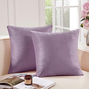Deconovo Velvet Throw Pillow Covers, Set of 2, Decorative Pom-poms Soft with Invisible Zipper Cover for Sofa,Burgundy,12x20 Inch