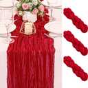 3 Pack 120 Inch Red Cheesecloth Table Runner Boho Rustic Gauze Sheer Romantic 10 FT Long Cheese Cloth Table Runner for Bridal Baby Shower Wedding Party Birthday Holiday Home Easter Decor