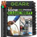 GEARit 100 ft SOOW Portable Power Cable 10/4 Gauge, 10 AWG 4-Conductor 600V Electrical Wire, Flexible Rubber Cord for Generators, Motors, Welder Machines, EV Chargers, Industrial Outdoor Use